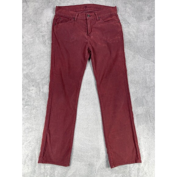 7 For All Mankind Pants Mens 31 Burgundy Corduroy Slim Fit Casual Logo Pockets - Picture 1 of 12
